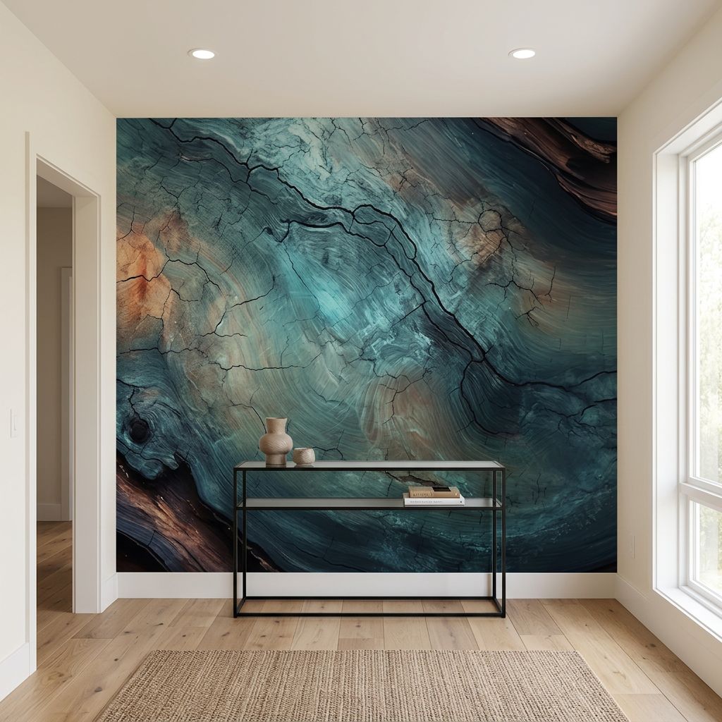 Stunning Weathered Wood - Teal & Brown — room mockup 3