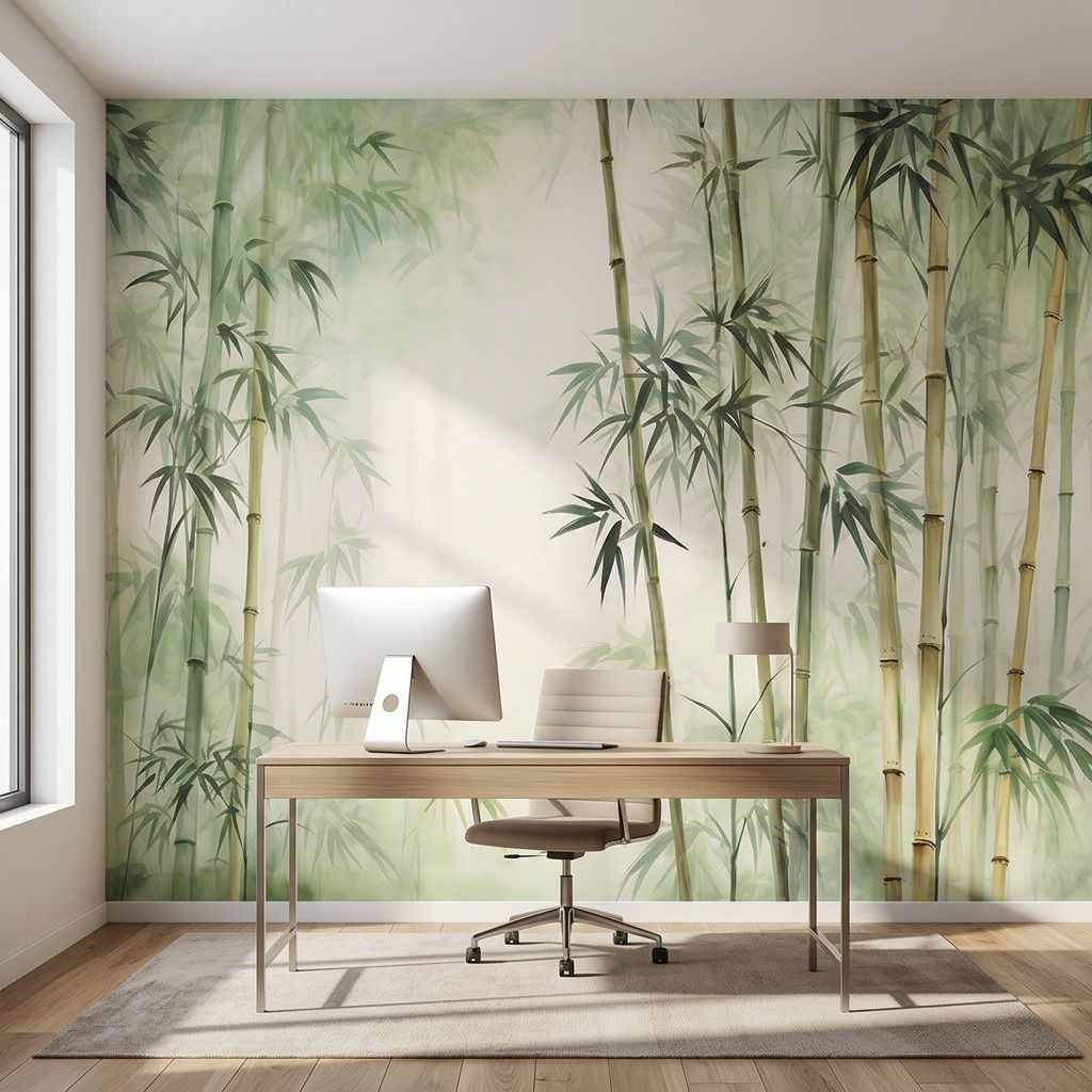Serene Bamboo Forest Watercolor — room mockup 3