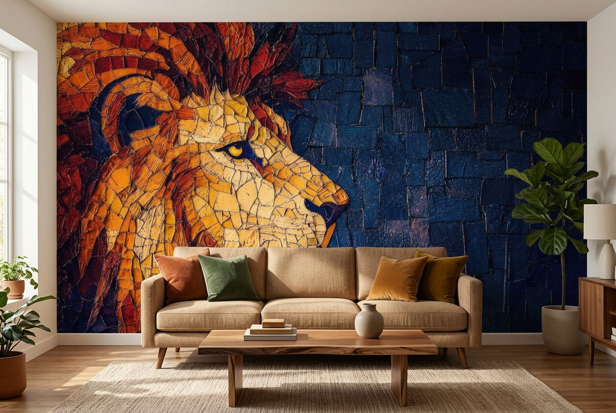 Vibrant Mosaic Lion