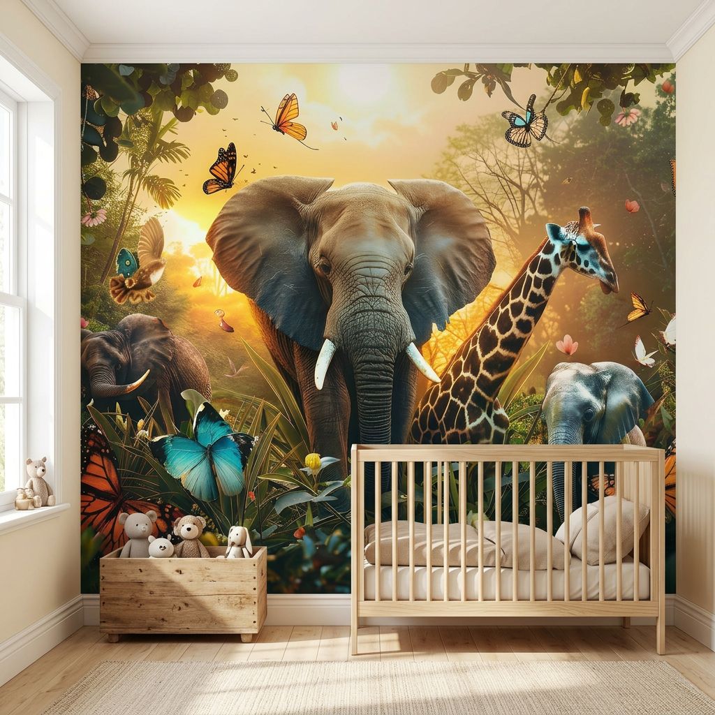 Jungle Sunset Tropical Foliage — room mockup 2