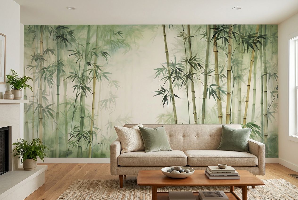 Serene Bamboo Forest Watercolor — room mockup 2