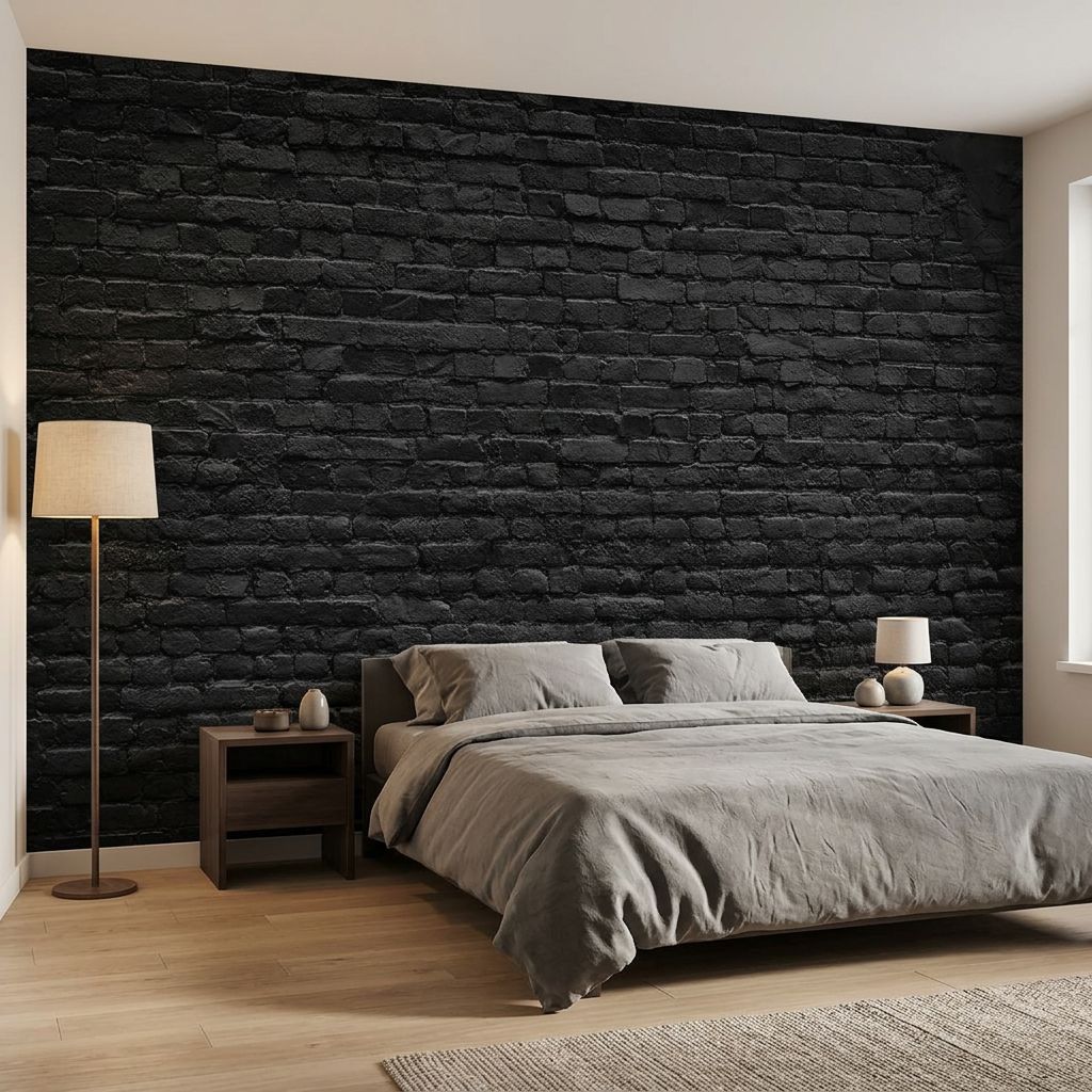Weathered Black Brick Wall — room mockup 3