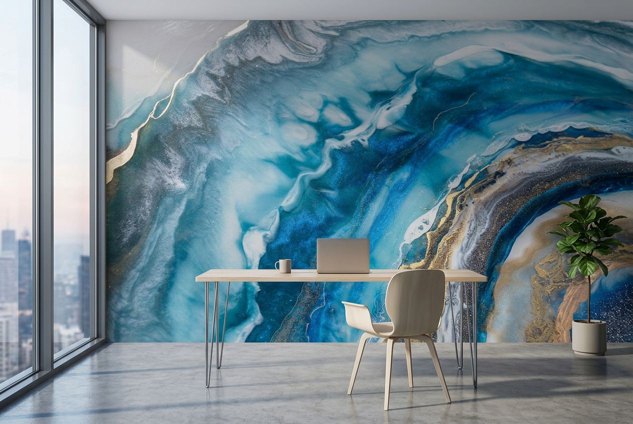 Serene Blue Abstract Art — room mockup 3