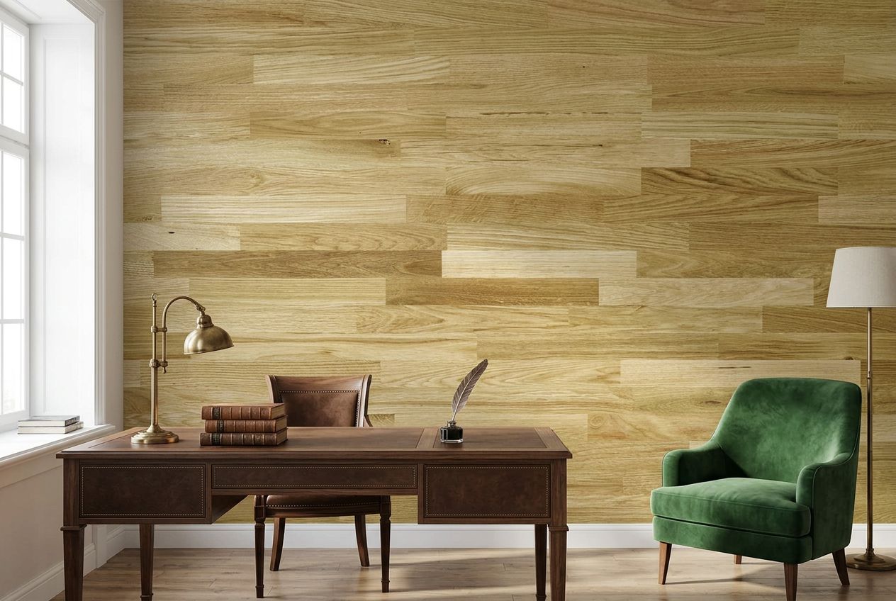 Warm Brown Wood Wall — room mockup 2