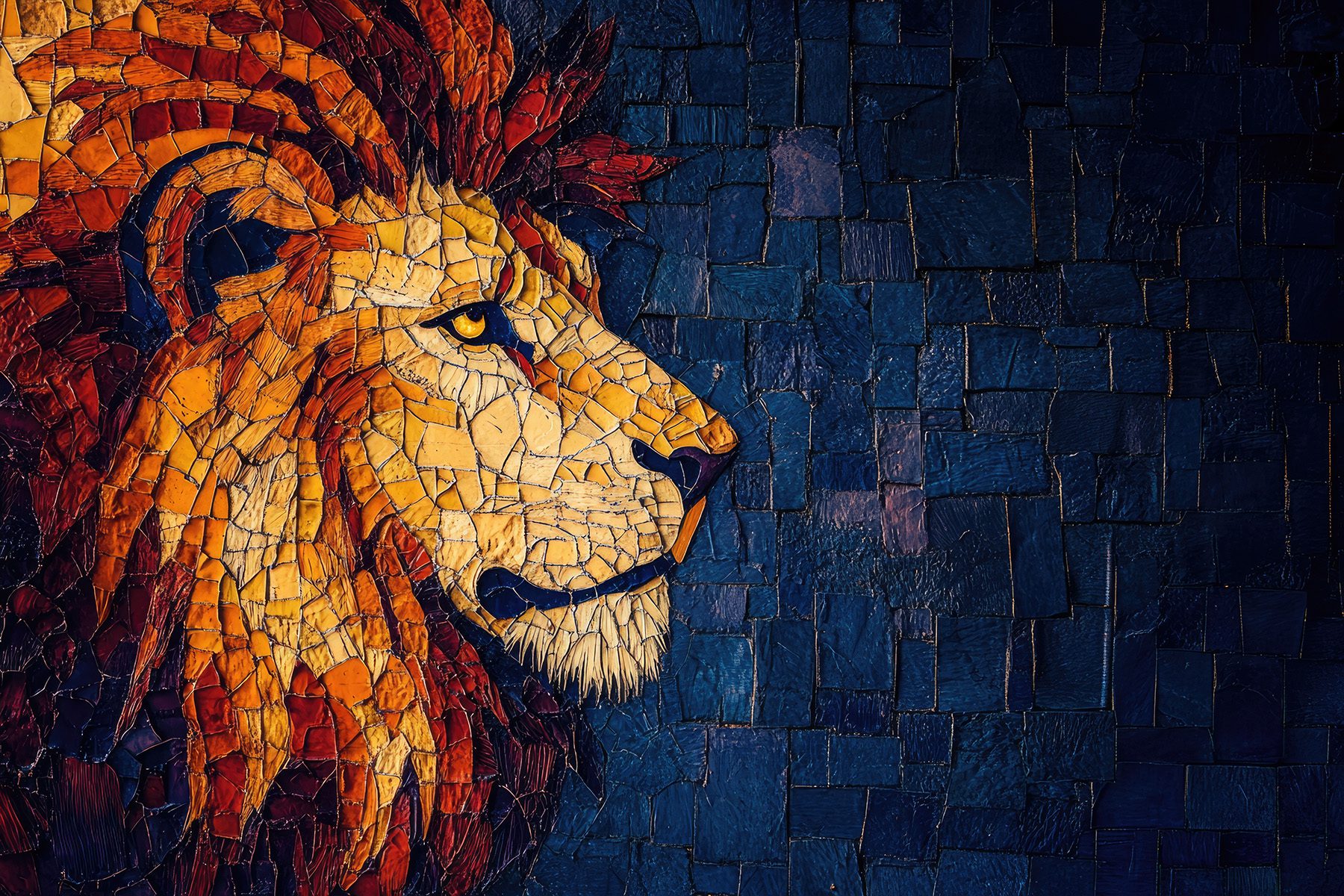 Vibrant Mosaic Lion