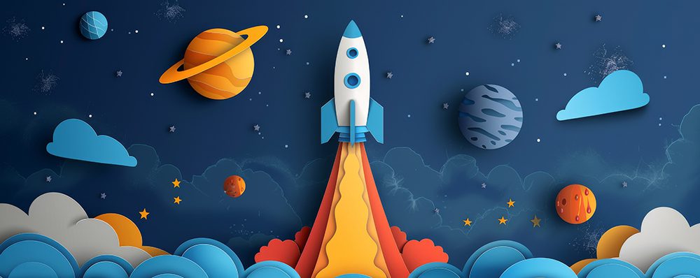 Adorable Paper-Cut Rocket Art