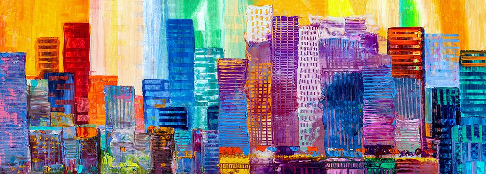 Vibrant Abstract Cityscape Art