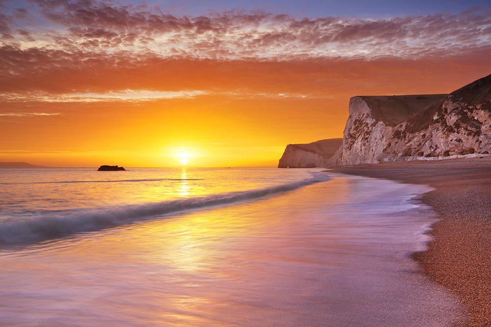 Dorset coast at sunset